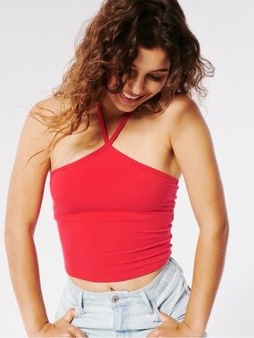 Hollister Bright Red Halter Crop Tank